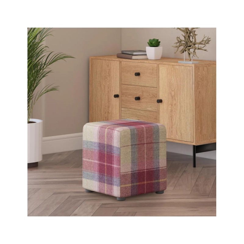 Tartan Fabric Cube Seating Tartan