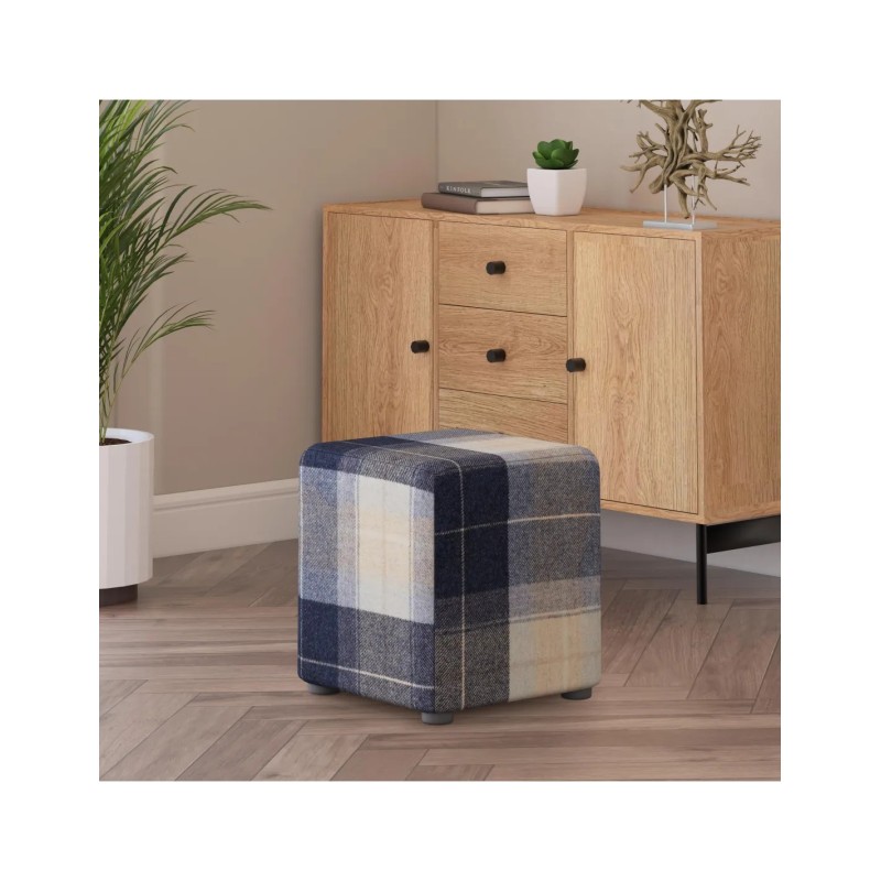 Tartan Fabric Cube Seating Tartan