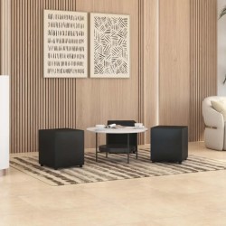 Faux Leather Cube Seating Black Faux Leather